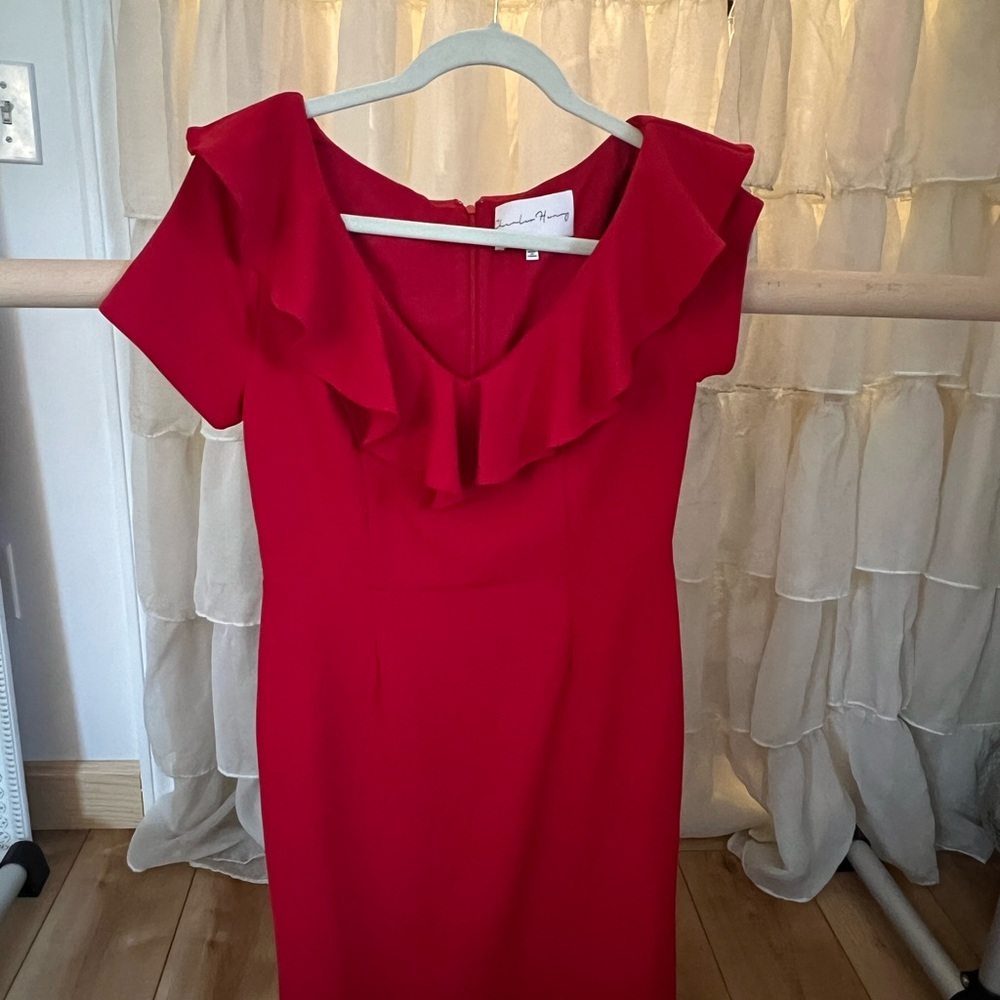 Elegant Red Ruffle Dress